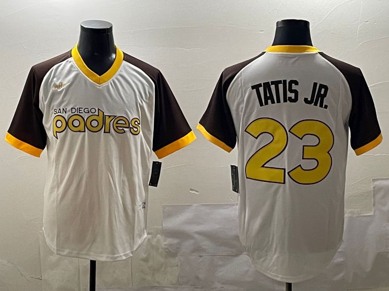 Men San Diego Padres #23 Tatis jr White Throwback Game 2025 Nike MLB Jersey style 6